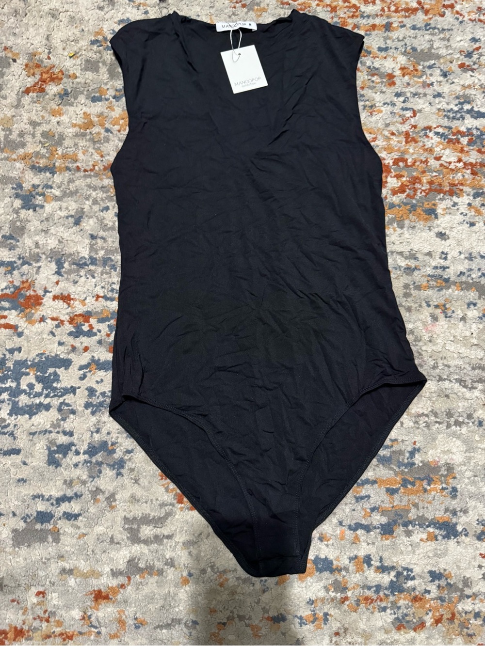 Mango Black V-Neck Sleeveless Bodysuit
